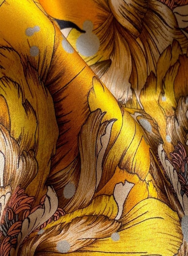 MEISEE 100% Mulberry Silk Scarf for Women 59”*6.3” Long Headscarf Neck Scarf Hair Wraps and Shawls with Gift Packed (Black+yellow flowers) - Image 4